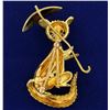 Image 2 : Cat or Lemur Monkey Holding a Parasol Umbrella Diamond Pin or Brooch