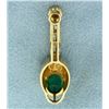 Image 3 : Emerald and Diamond Pendant or Slide in 14k Gold