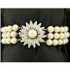 Antique Diamond and Akoya Pearl Three Strand Bracelet