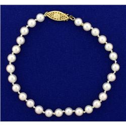 Akoya Pearl Bracelet with 14k Gold Clasp