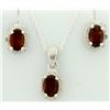 Image 1 : Garnet 1.4CT TW Earring and Pendant SET with Diamonds in Sterling Silver