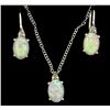 Image 1 : Pink Lab Opal Earring and Pendant Set with Diamonds in Sterling Silver