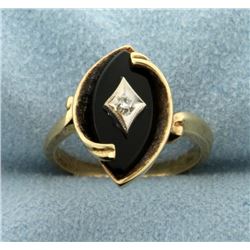 Gold Onyx and Diamond Ring