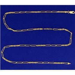 24 Inch Elongated Italian Figaro Neck Chain in 14k Gold