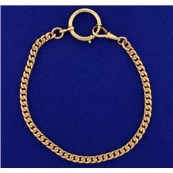 9 1/2 Inch Antique Rose Gold Curb Bracelet or Anklet in 14k Rose Gold