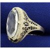 Image 2 : Filigree Antique Style CZ Ring in 14k White Gold