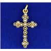 Image 1 : Seed Pearl Cross Pendant in Yellow Gold