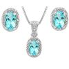 Image 2 : Sky Blue Topaz and Diamond Ring Earring and Necklace SET in Sterling Silver