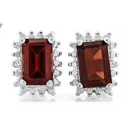 Garnet and Diamond Earrings and Pendant SET in Sterling Silver