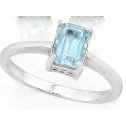 Sky Blue Topaz Emerald Cut Solitaire Ring in Sterling Silver