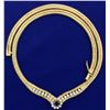 Image 1 : Italian Made Diamond and Sapphire Designer Necklace in 14k Gold