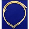 Image 3 : Italian Made Diamond and Sapphire Designer Necklace in 14k Gold