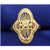 Image 1 : Ruby and Diamond Ring in 14k Gold