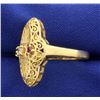 Image 2 : Ruby and Diamond Ring in 14k Gold