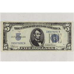 1934-A $5 SILVER CERTIFICATE BLUE SEAL CRISP