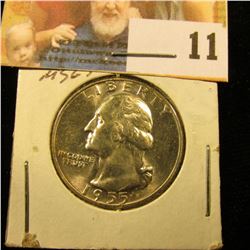 1955 P Silver Washington Quarter, Gem Uncirculated.