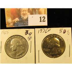 1965 P & 76 D Washington Quarter, Gem Uncirculated.