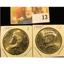 1997 P & 98 D Kennedy Half Dollars, Gem Uncirculated.