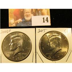 2002 D & 2005 P Kennedy Half Dollars, Gem Uncirculated.