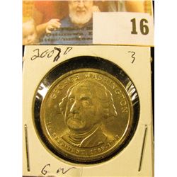 2007 D Gem BU Presidential George Washington 'Golden' Dollar Coin.