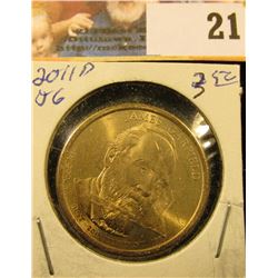 2011 D Presidential James Garfield 'Golden' Dollar Coin. Gem BU.