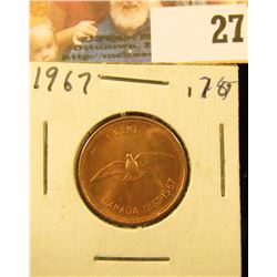 1967 Red Gem Uncirculated Canada Cent.