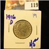 Image 1 : 1916-D BARBER QUARTER WITH FULL LIBERTY, FULL RIMS, AND CARTWHEELS PRESENT