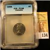 Image 1 : 1955 CANADIAN NICKEL GRADED AU58 PROOFLIKE BY ICG