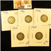 Image 1 : BARBER DIME LOT DATED 1903, 1914, 1908, 1916, AND 1903