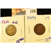 Image 1 : 1909 AND 1860CN INDIAN HEAD PENNIES