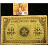Image 1 : FRENCH MORROCCO TEN DIX NOTE "SHORT SNORTER" DATED 1944.  SHORT SNORTERS ARE NOTES THAT ARE SIGNED. 