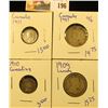 Image 1 : 1911 CANDIAN SILVER 5 CENT PIECE, 1909 CANADIAN QUARTER, 1909 QUARTER, AND 1910 CANADIAN 5 CENT PIEC