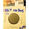 Image 1 : 1867 SHIELD NICKEL WITH RAYS