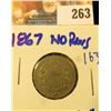 Image 1 : 1867 SHIELD NICKEL WITH NO RAYS