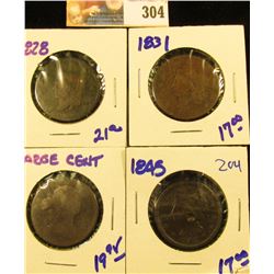 DRAPED BUST LARGE CENT, 1831, 1845, AND 1828 LARGE CENTS