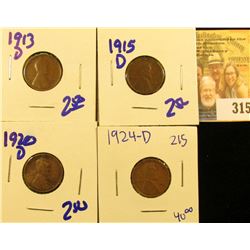 SEMI KEY DATE 1924-D WHEAT PENNY PLUS 1913-D, 1920-D,AND 1915-D