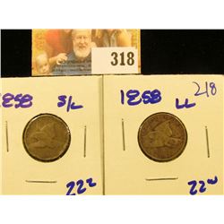 1858 SMALL LETTERS AND 1858 LARGE LETTERS FLYING EAGLE PENNIES