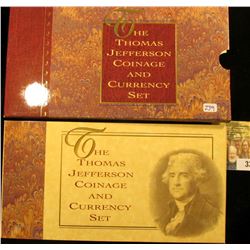 THOMAS JEFFERSON COINAGE AND CURRENCY SET.  THIS SET INCLUDES A SILVER 1993 UNCIRCULATED THOMAS JEFF