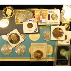MIXED BAG INCLUDES JOHN F KENNEDY MEDAL, 6 LONG JOGN SILVER PIRATE MEDALSTEDDY ROOSEVELT MEDAL, REPL