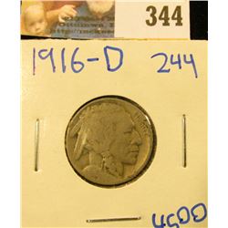 1916-D SEMI KEY DATE BUFFALO NICKEL WITH HORN VISIBLE