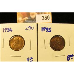 1934 AND 1935 RED WHEAT PENNIES