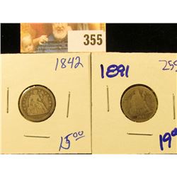 1891 AND 1842 SEATED DIMES