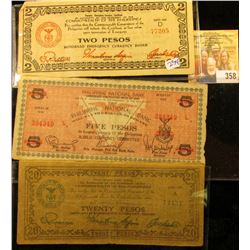 THREE PHILLIPINES EMERGENCY NOTES.  THESE WERE PRINTED DURING THE JAPANESE OCCUPATION OF THE PHILLIP