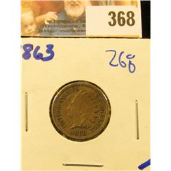 1863 INDIAN HEAD PENNY WITH LIBERTY VISIBLE