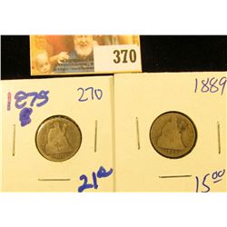 1875 AND 1889 SEATED LIBERTY DIMES