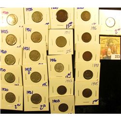 MIXED BAG INCLUDES 1916 MERCURY DIME, 10 BUFFALO NICKELS, 8 INDIAN HEAD PENNIES, 1867 2 CENT PIECE, 