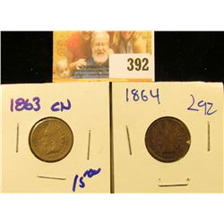 1858 SMALL LETTER FLYING EAGLE AND 1859CN COPPER NICKEL INDIAN HEAD PENNY