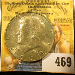 1964 P U.S. Kennedy Half Dollar, original toned Gem BU.