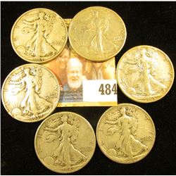 (6) World War II era Walking Liberty Half Dollars grading up to VF.