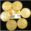Image 1 : (6) World War II era Walking Liberty Half Dollars grading up to VF.